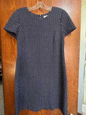 Calvin Klein Navy Textured Short Sleeve Sheath Dress Size 8